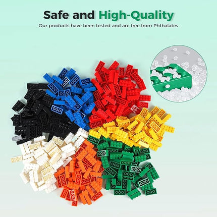 500 Piece Classic Building Bricks and 1 Gray Baseplate, 2x4 Bricks Bulk Creative Building Toys, Blocks Bulk for Kids Ages 6+, 7 Colors(Samll Bricks, 1.25x0.62x0.47 in)