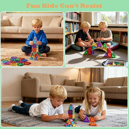 26PCS Mini Magnetic Tiles Building Blocks Set with Portable Iron Case, STEM Travel Toys for Kids Ages 3+, Educational Magnet Construction Puzzles for Boys and Girls,Toddler Puzzle Birthday Gift Toys