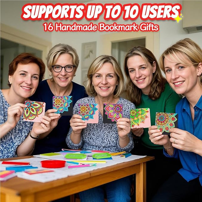 Diamond Painting Bookmark Shape Rhinestone Crystal Valentines Day DIY Diamond Drawing Bookmark by Number Embroidery Painting for Arts Crafts Gift (16PC Mandala)