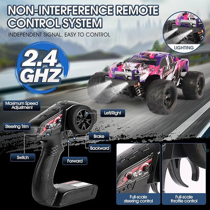 1:18 Scale RC Cars for Adults and Boys, 40KM/H Fast RC Cars 2.4Ghz Remote Control Car, 4X4 Off-Road Waterproof Monster RC Truck, Remote Control Truck with 2 Shells and 2 Rechargeable Batteries