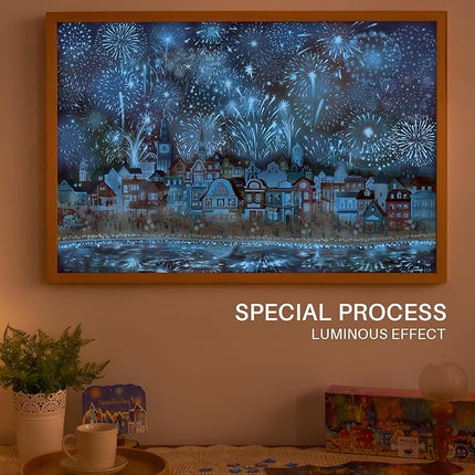 MOMIBOOK Puzzles for Adults 1000 Pieces Jigsaw Puzzles of Fireworks are Gorgeous, Luminous Painting Image Difficult Challenging Hard Impossible Puzzle Unique Funny Party Christmas Birthday Gifts