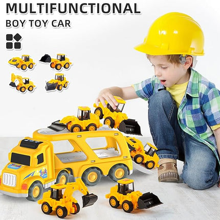 Veslier Construction Truck Toys for Boys Girls Age 1 2 3 4 5 6 Years Old，Carrier Transport Trucks for Kids 1-3 3-5 Year Old，Christmas Birthday Gift Toddler Toys.