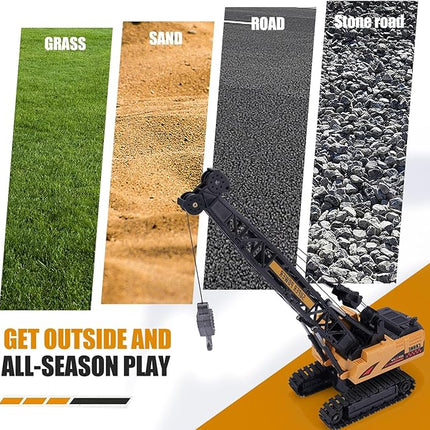 Remote Control Crane Toy, 1:14 Scale RC Construction Vehicle with Metal Hook & 2 Batteries Included - Realistic Engineering Toy Truck, for Boys Girls 3 4 5 6 7 8 Years Old