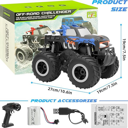 RC Monster Truck 1:16, Electric RC Car RC Monster Car 4WD Rock Crawler Scale Remote Control Truck Toy Cars,Waterproof&Dustproof Electric Vehicle Toys Car for Ages 6-12 (Blue)