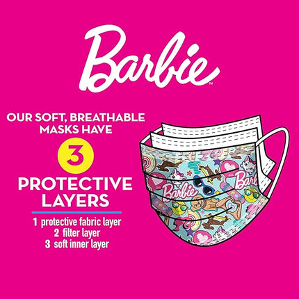 Children’s Single Use Face Mask, Barbie, 14 count, small, Ages 2 - 7, Kids Toys for Ages 2 Up by Just Play