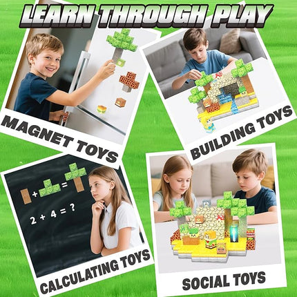 200PCS Magnetic Blocks - Light Up Magnetic Building Blocks Magnet Block Cubes Forest Set, STEM Sensory Stacking Toys for Kids Boys Girls Ages 3 4 5 6 7 8-12 Holiday Christmas Birthday Gifts