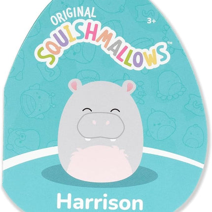 Squishmallows Original 16in Harrison The Hippo with Closed Eyes and Fuzzy Belly – Official Jazwares Plush (Large)