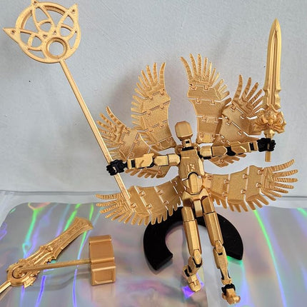 T13 Action Figure Set, 3D Printed Multi-Jointed Movable Robot Dummy Set Lucky 13 Action Figure Articulated, for Collectors Desktop Decorations (Gold)