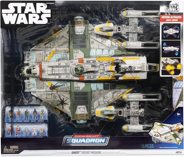 Star Wars™ Micro Galaxy Squadron Ghost (Secret Mission) - 15-Inch Vehicle with Three Additional Vehicles Plus Ten Micro Figures Accessories