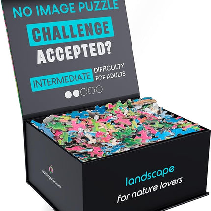 No Image Puzzle 1000 Irregular Pieces Extreme Difficult Jigsaw Challenge Adults Hardest Puzzle No Guide Ultimate Brain Teaser Intermediate Level Landscape Mystery Unique Gift