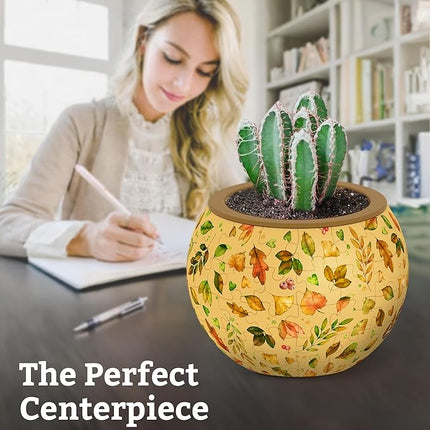 PieceRelax 3D Puzzle Planter 80 Pieces - Flower Pot - Elegant Green, Home Decor Flower Pots for Indoor Cactus, Succulents Pots [K1105]