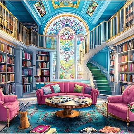 500 Piece Puzzle for Adults, Unique Bookstore Puzzles for Adults 500 Pieces, Colorful Library Bookshelf Jigsaw Puzzles 500 Pieces, Family Challenging Puzzle Game Great Gift Idea 20.5 * 15 in