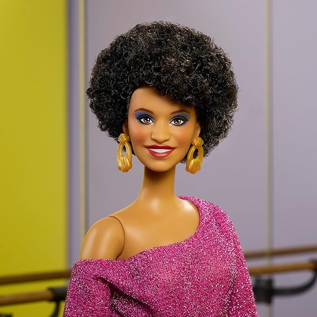 Barbie Signature Doll, Debbie Allen Tribute Collection Posable Doll with Off-Shoulder Top, Gold Belt, and Purple Fringe Pants with Leg Warmers
