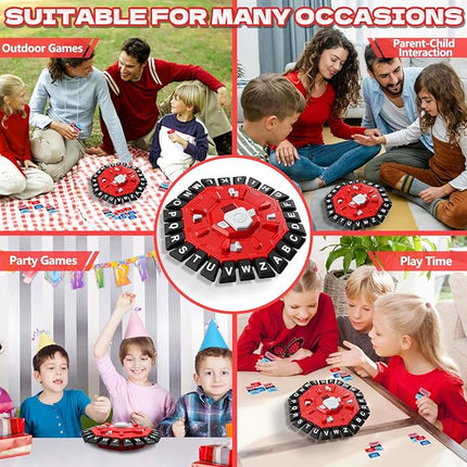 Word Game Family Board Game with Digital Display Timer and 2 Categories Modes Fun Fast-Paced 24-Letter Game for Learning Party Interactive (Red)