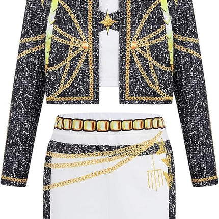 Girls Demon Pop Singer Hunters Costume 3-14 Years Stage Dance Idol Cosplay Outfit, Kids Halloween Costumes