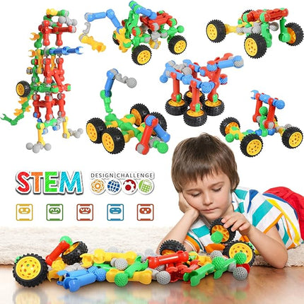 ZOZOPLAY 160 Pcs Connector Blocks Set, STEM Plastic Connector Toys for Kids 3+, Educational Colorful Building Blocks, Engineering Creative Game, Best Preschool Learning Gift for Boys & Girls