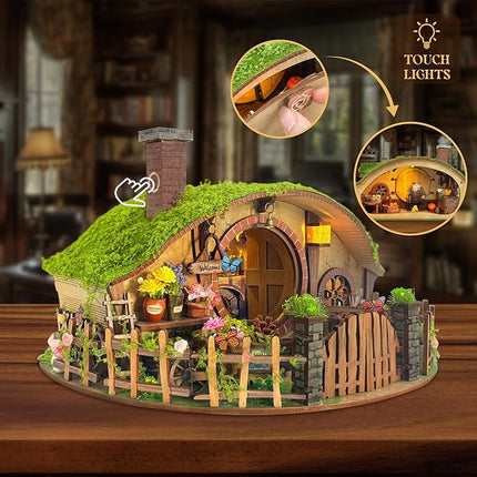 DIY Miniature House Kit, Book Nook Mini House Bookshelf Decor 3D Wooden Puzzle for Adults, Birthday Gift for Family, Friends - The Magic Ring House