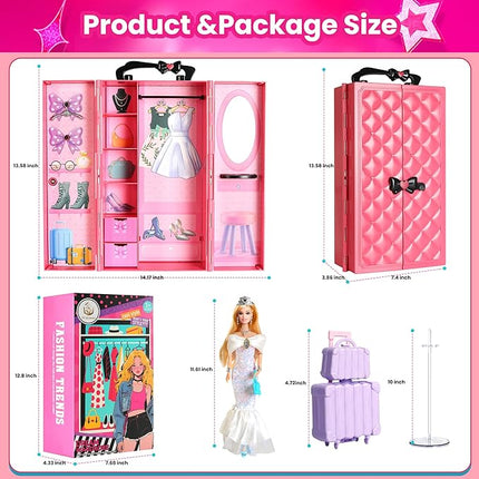 UCanaan 180 Pcs Doll Clothes and Accessories (with Dolls), Princess Gowns, Dresses, Tops, Pants, Jumpsuits, Swimsuits, Shoes, Hangers, etc. Girls Doll Dress Up Toys, Kids Toddler Toys Gifts