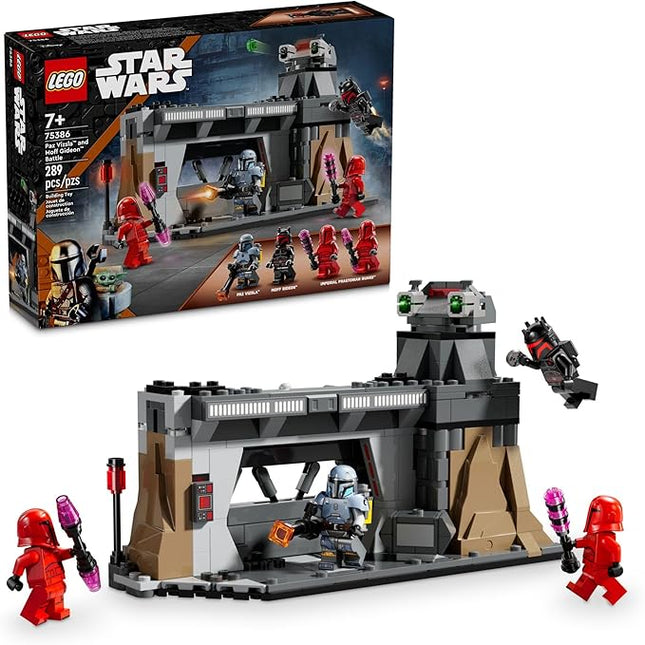 LEGO Star Wars: The Mandalorian Paz Vizsla and Moff Gideon Battle, Fun Building Set for Kids, Collectible Star Wars Toy with 4 Minifigures, Star Wars Birthday Gift for 7 Year Old Boys and Girls, 75386