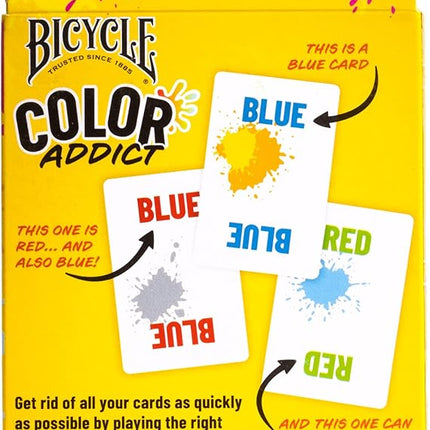 Bicycle Color Addict Matching Family Card Game, Up to 6 Players (Ages 7 and Up), Yellow