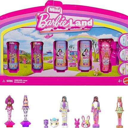 Barbie Mini Land 5 Dolls Reveal Pack, 1.5-inch Mini Dolls with Surprise Reveal & Sensory Play Piece (Styles May Vary)