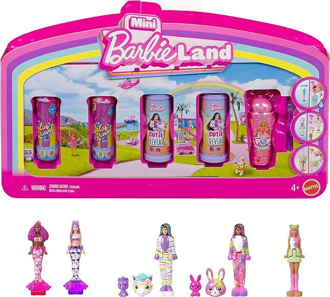 Barbie Mini Land 5 Dolls Reveal Pack, 1.5-inch Mini Dolls with Surprise Reveal & Sensory Play Piece (Styles May Vary)