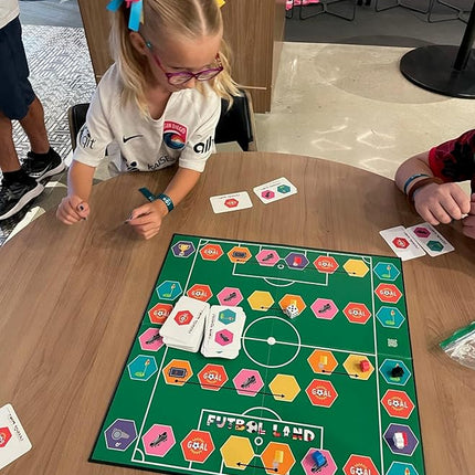is The Soccer Board Game for Kids and Adults, a Family Board Game for Ages 5+ with 2 to 10 Players, Easy to Setup and Play, Play Individually or as a Team.