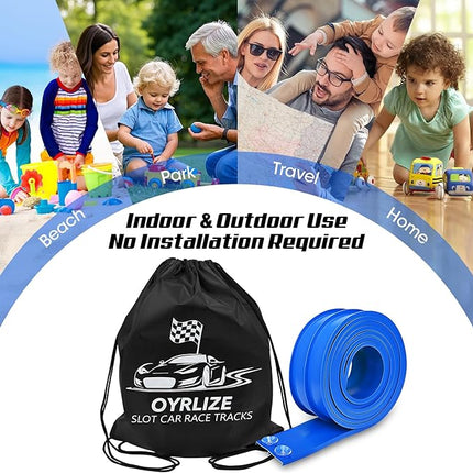 for Hot Wheels Race Car Flexible Track for Kids Toy,Diecast 1/64th Kids Toy Cars Flex Track Ramp 15Ft Starter Set Long Rolls Up Portable Flexible DIY Racetrack with Suction Cups for Boy Girl Age 3+