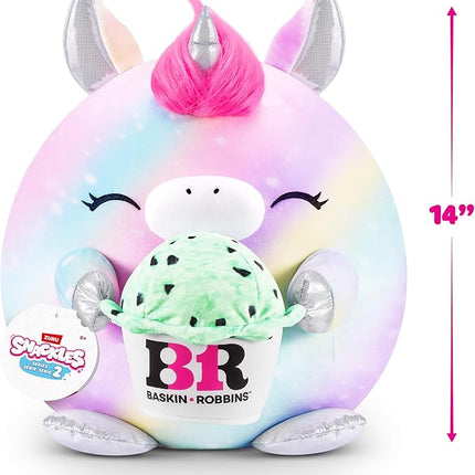 Snackles Series 2 14-inch by ZURU Cuddly Squishy Comfort 14-inch Plush with Licensed Snack Brand Accessory (Unicorn&Baskin-Robbins