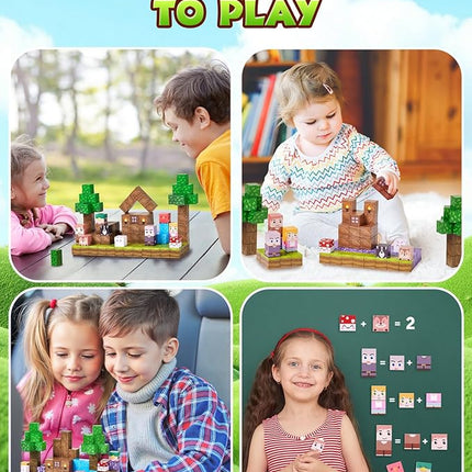 126PCS Magnetic Building Blocks: Forest Castle Magnetic Blocks Building Toys, Toddler Magnet Toys STEM Building Game Sensory Gift for Kids Ages 3 4 5 6 7 8 9+ Boys Girls Birthday Gifts