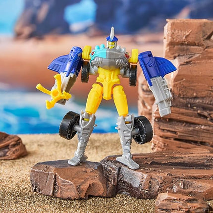 Transformers CYBERWORLD Sky-Byte Cyber Changers 4-Inch Action Figure, Quick Change to Car Mode, Robot Toys for Boys and Girls 6 and Up