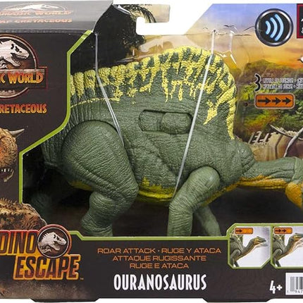 Jurassic World Toys Roar Attack Ouranosaurus Camp Cretaceous Dinosaur Figure with Movable Joints, Realistic Sculpting, Strike Feature & Sounds, Herbivore, Kids Gift 4 Years & Up