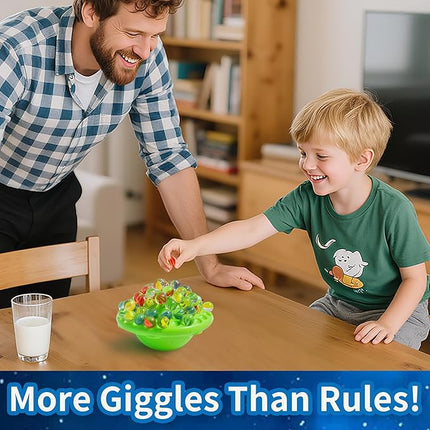 UFO Marble Balance Game, 60 Colorful Marbles Toy for Kids Family Stacking Challenge, Party Game with Storage Case for Children Over 96 Months