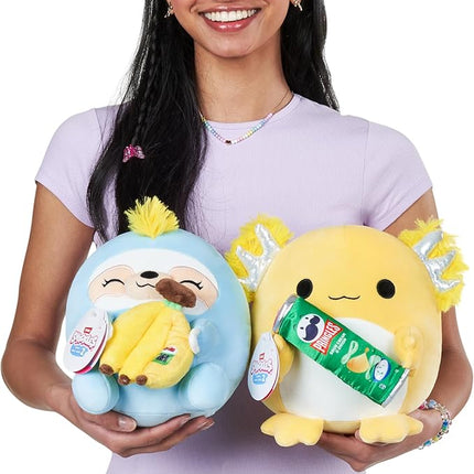 Snackles Series 2 8-inch by ZURU Cuddly Squishy Comfort 8-inch Plush with Licensed Snack Brand Accessory (Sloth&Dole Banana)