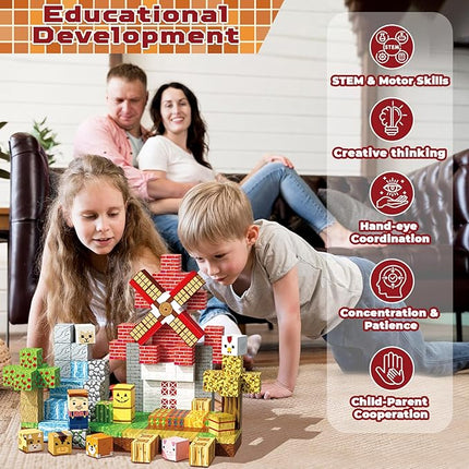 150 PCS Magnetic Blocks - Farm Animals Magnetic Building Blocks Cubes & Magnet Toys, Stacking Magnets, STEM Toys for School Acitivities, Ideal Christmas Birthday Gifts for Boys Age 3+ Years Old