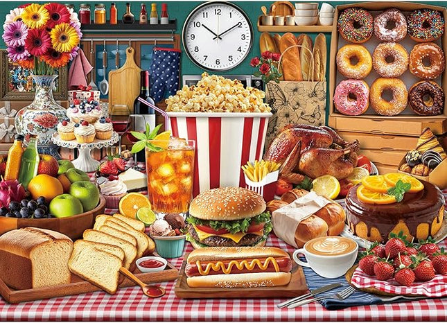 Food Feast Jigsaw Puzzles, Puzzles for Adults 1000 Pieces, Lumière's Banquet Impossible Challenging Puzzles Game, Home Decoration Puzzle, Interlock Perfectly No Dust