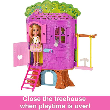 Chelsea Barbie Doll And Treehouse Playset With Pet Puppy