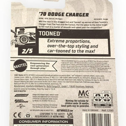 Hot Wheels '70 Dodge Charger, Tooned 2/5 [Black] 153/250