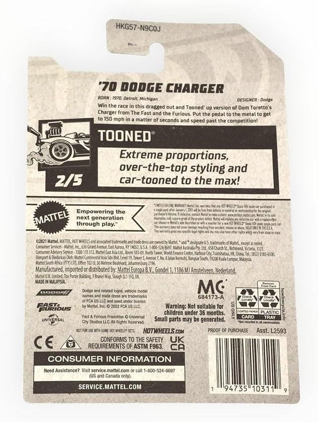 Hot Wheels '70 Dodge Charger, Tooned 2/5 [Black] 153/250