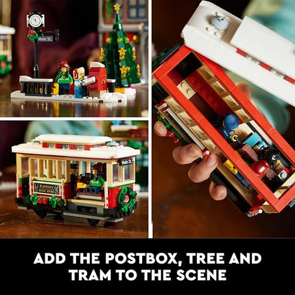 LEGO Holiday Main Street Building Kit, Christmas Village Adult Set for Families, Holiday Display Set with Shops, Streetcar and 6 Minifigures, Christmas Decoration to Build Together, 10308