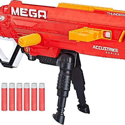 Nerf Thunderhawk AccuStrike Mega Toy Blaster - Longest Blaster - 10 Official AccuStrike Mega Darts, 10-Dart Clip, Bipod - for Kids, Teens, and Adults