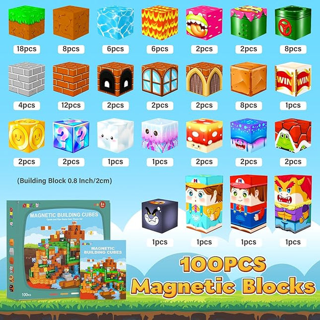 Magnetic Blocks Building Games Kids Toys for 3 4 5 6 7 8 9 10 11 12 13 Year Old Boys Girls, Magnetic Cubes Montessori Sensory Toys for Ages 3+ Travel Party Christmas Birthday Gifts