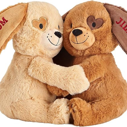 Let's Make Memories Personalized Hugging Plush Puppies - Dog Stuffed Animal - Puppy Love - for Couples - for Him - for Her