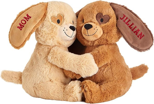 Let's Make Memories Personalized Hugging Plush Puppies - Dog Stuffed Animal - Puppy Love - for Couples - for Him - for Her