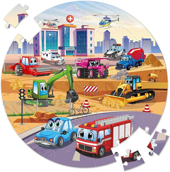 SYNARRY Vehicle Floor Puzzle for Kids Ages 3-5, Large 70 Piece Puzzle for Kids Ages 4-6, Preschool Toys Gifts for 3 4 5 6 7 8 Years Old Boys Girls Children, Easter Basket Stuffers Valentines Day Gifts