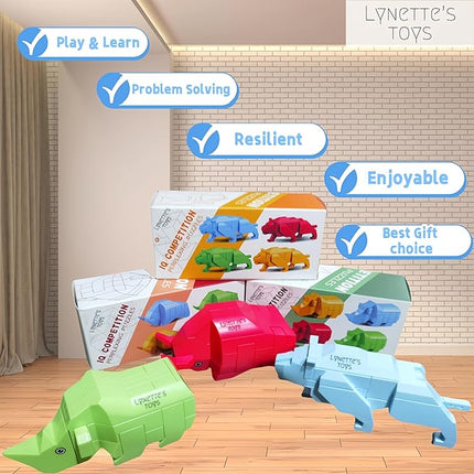 Lynette's Toys Lenged of Zanghai Tranditional Chinese LUBAN Lock 3D Puzzle Animal - Creative Interlocking Toy,Brain Teaser for Kids Aged 6+ Toy, Brain Bolt, Montessori (Leopard)