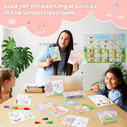 BenLouis 24 Pcs Unicorn Mini Coloring Books Kids Rainbow Party Favors Small Activity Books Bulk for Kids Unicorn Birthday Goodie Bags Stuffers Return Gifts Classroom Travel