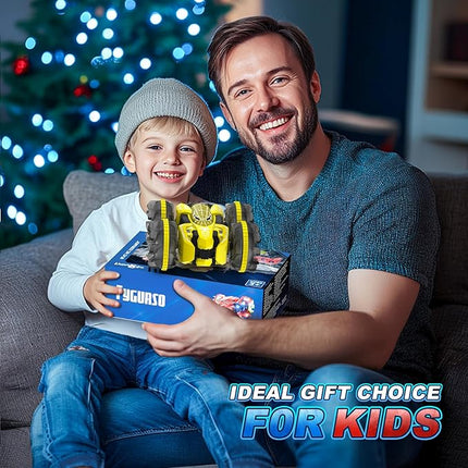 Waterproof Remote Control Car，4WD Land & Water 2.4 GHz RC Car Remote Control Boat，360°Rotation RC Stunt with LED Lights，Boys Girls Gifts All Terrain Water Beach Pool Toy Yellow