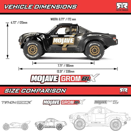 ARRMA RC Truck Mojave GROM 4X4 223S BLX BRUSHLESS Small Scale Desert Truck RTR (Battery and Charger Not Included) with DSC, Black, ARA2304T1