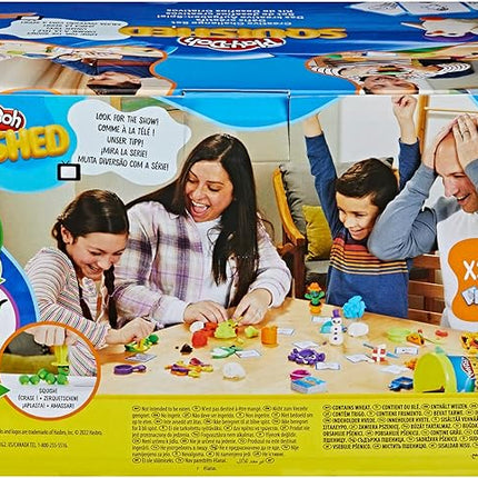 Play-Doh Squished Creative Challenge Set with 4 Activities for Kids 5 Years and Up, 30 Challenge Cards, Mega Can with 8 Modeling Compound Colors